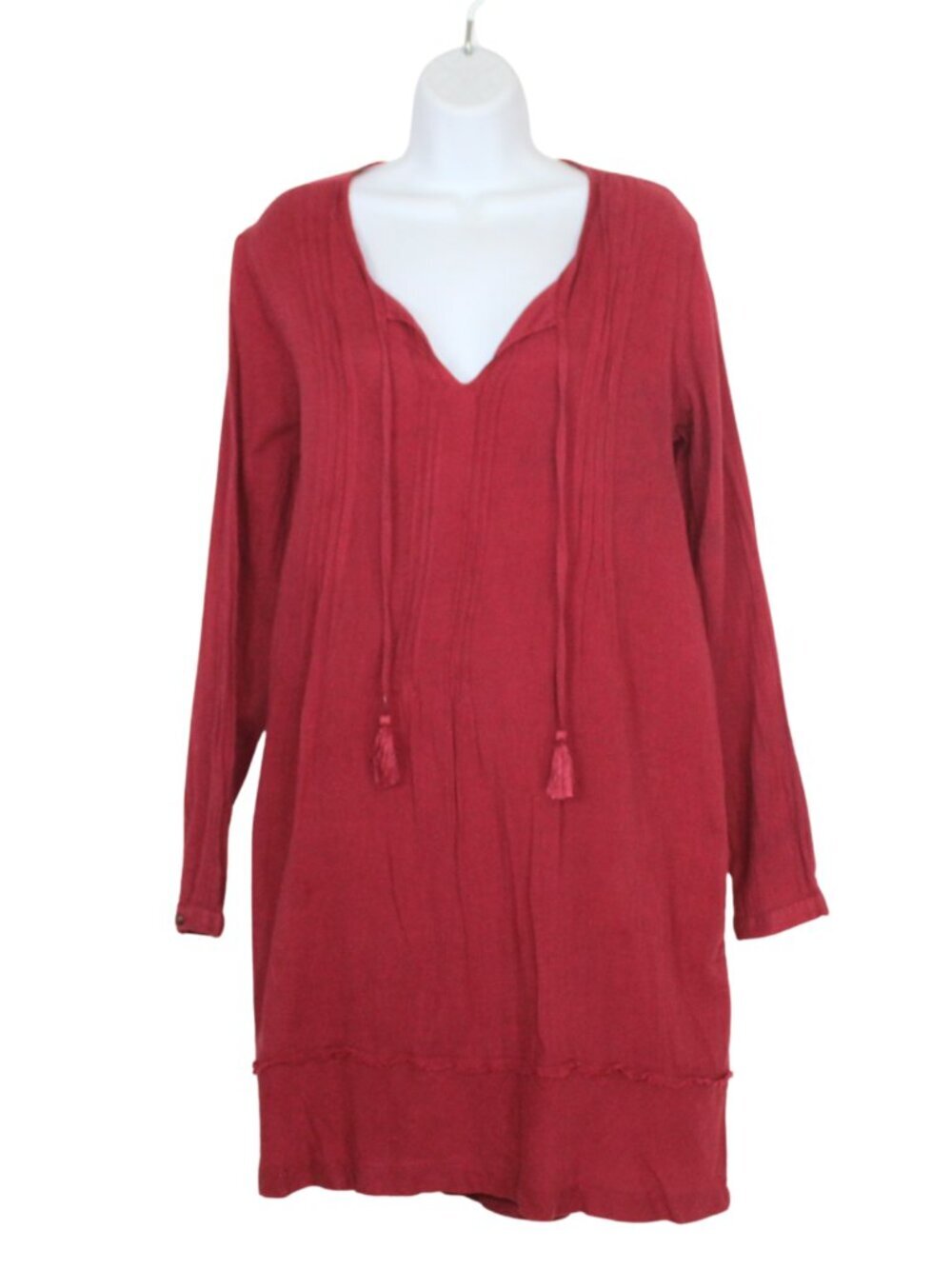 Sundance women's shift mini dress size M red tassel bohemian hippie southwest